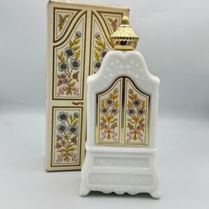 Vintage Avon Armoire Decanter Charisma Foaming Bath Oil Milk Glass Bottle Box